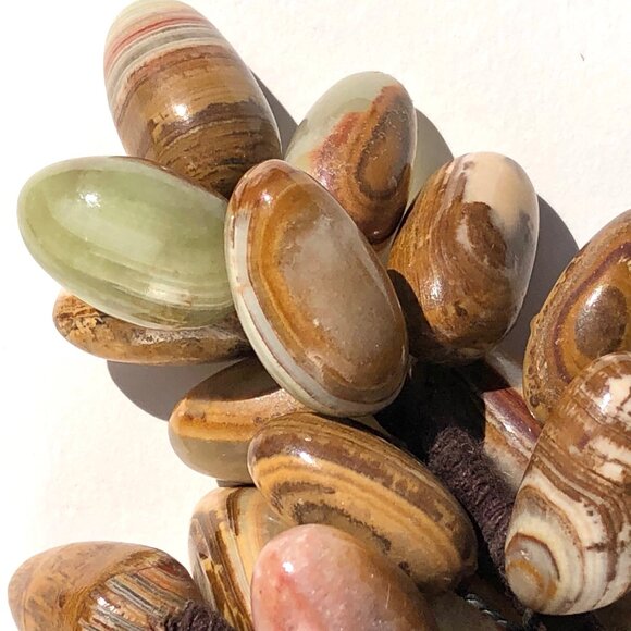 pair of grape clusters natural polished agate stones brown rock fruit AS IS - Picture 6 of 9